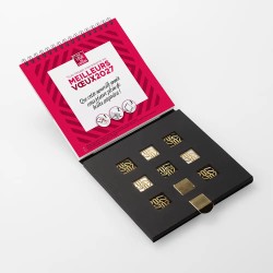 Coffret Calendrier chocolats personnalisé - Carré noir CHEVRONS