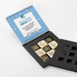 Coffret Calendrier chocolats personnalisé - Carré noir ETOILE