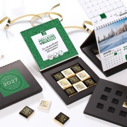 Coffret Calendrier chocolats personnalisé - Carré noir FESTIF