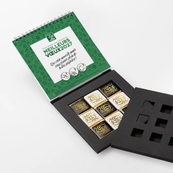Coffret Calendrier chocolats personnalisé - Carré noir FESTIF
