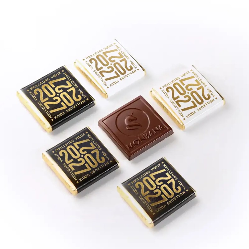 Coffret Calendrier chocolats personnalisé - Carré noir FESTIF