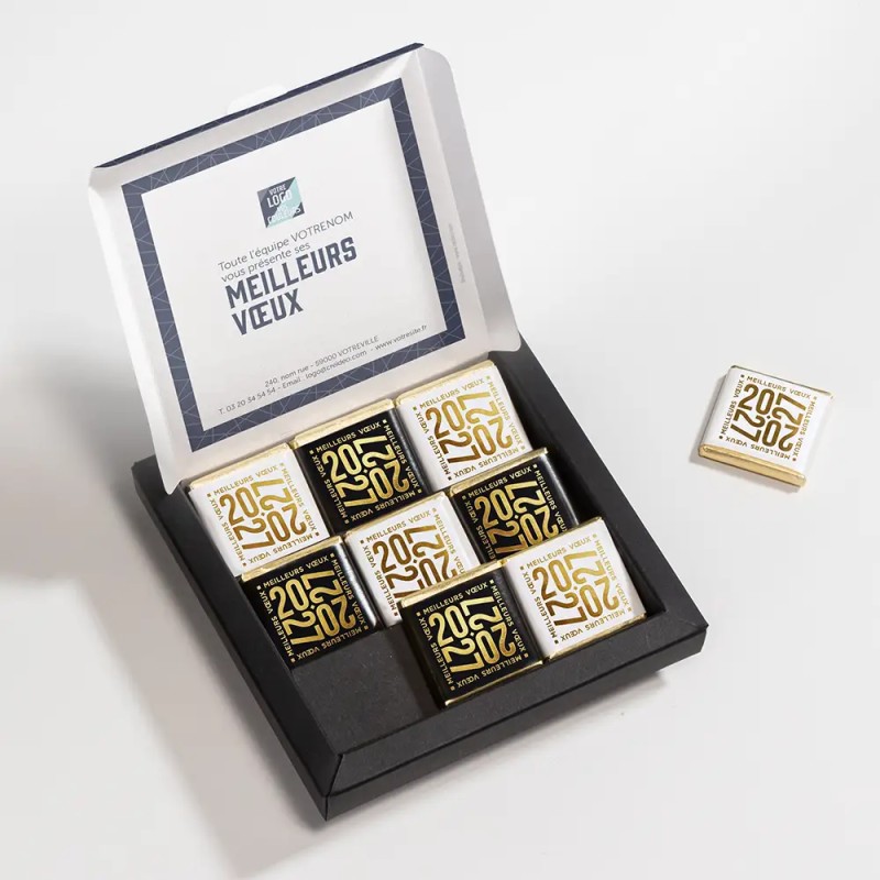 Carte de vœux personnalisée avec chocolats - Chocoffret Alinéa
