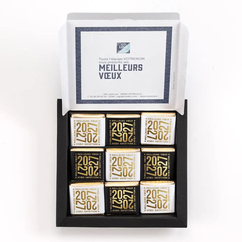 Carte de vœux personnalisée avec chocolats - Chocoffret Alinéa