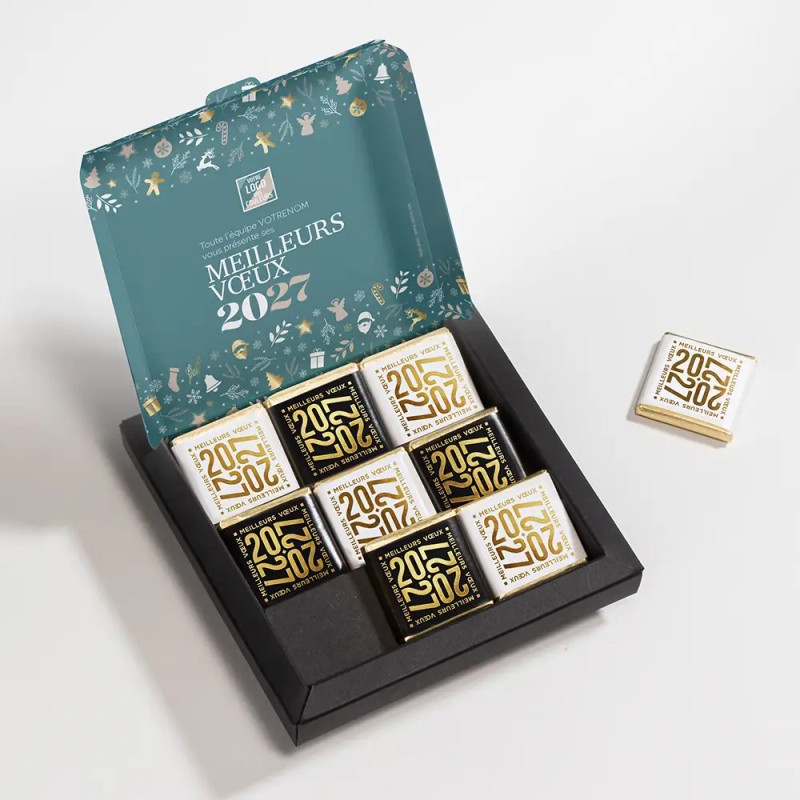 Boîte personnalisée avec chocolats - Chocoffret Réveillon
