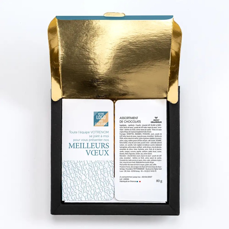 Boîte personnalisée avec 16 chocolats artisanaux - Qualix Typo