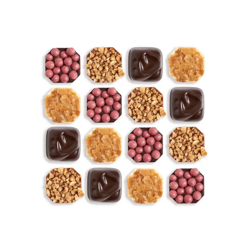 Boîte personnalisée avec 16 chocolats artisanaux - Qualix Typo