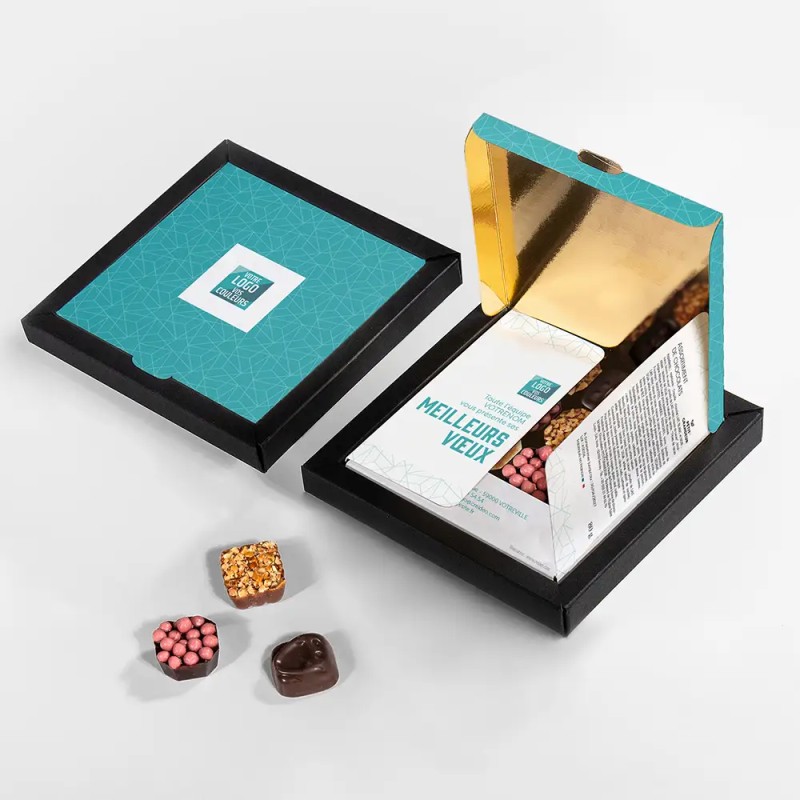 Boîte personnalisée avec 16 chocolats artisanaux - Qualix Alinéa
