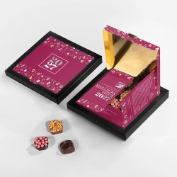Boîte personnalisée avec 16 chocolats artisanaux - Qualix Réveillon