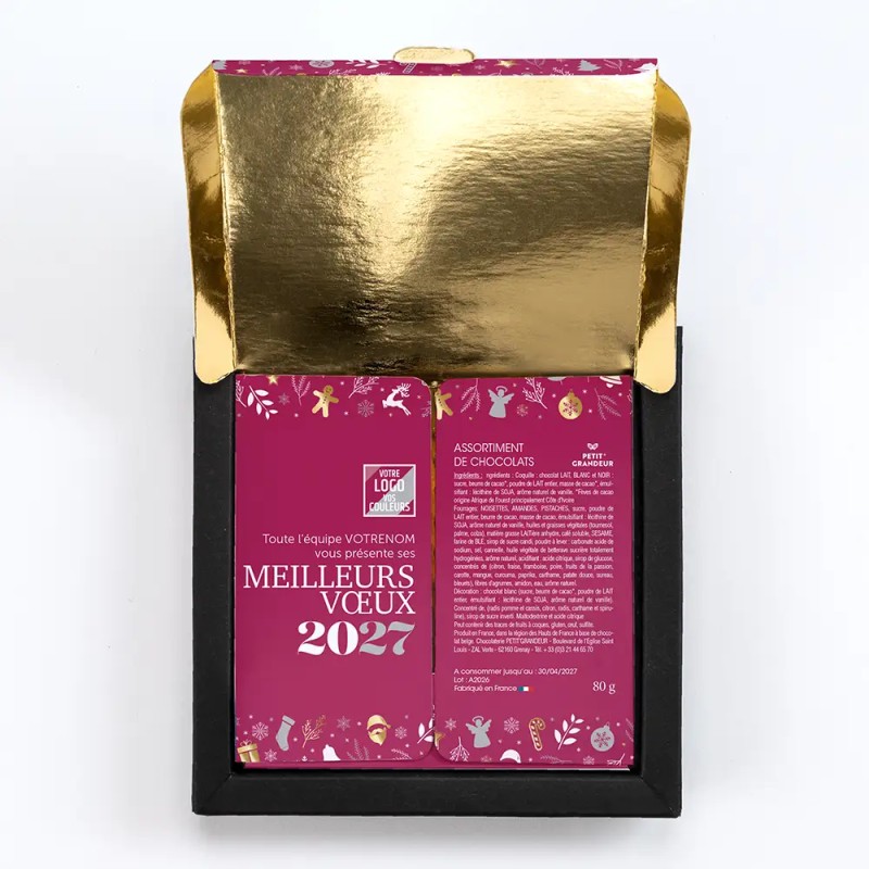 Boîte personnalisée avec 16 chocolats artisanaux - Qualix Réveillon