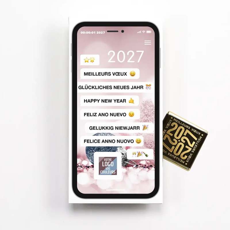 Carte de vœux personnalisée avec chocolats - ChocoPhone SMS