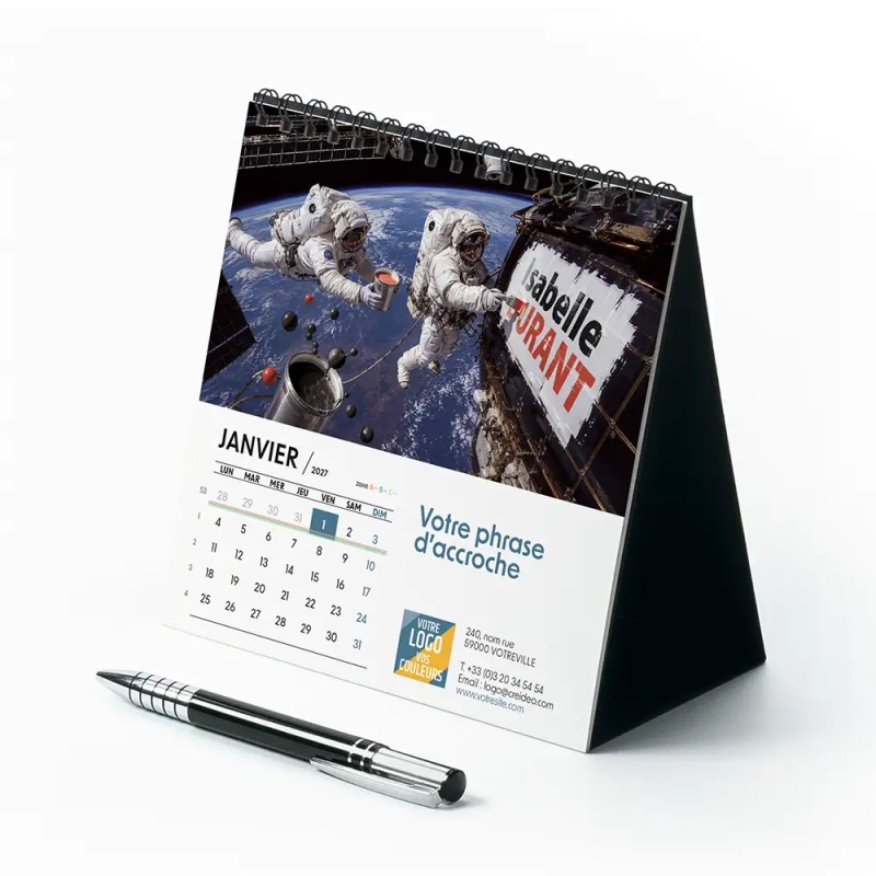 Calendrier chevalet carré (15x15 cm) personnalisé - nominatif Mirage