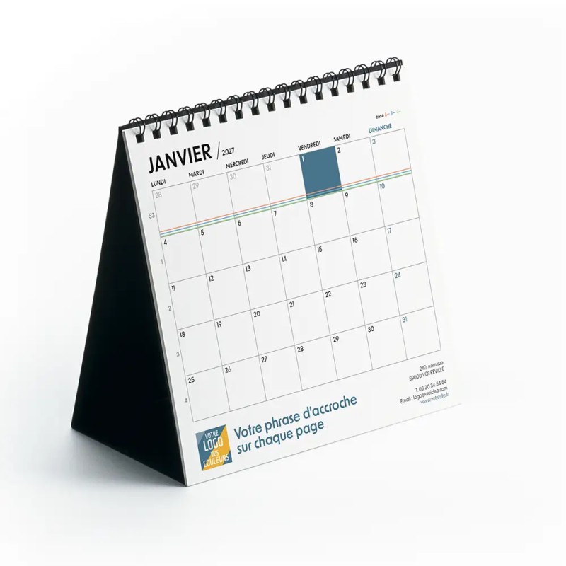 Calendrier chevalet carré (15x15 cm) personnalisé - nominatif Mirage