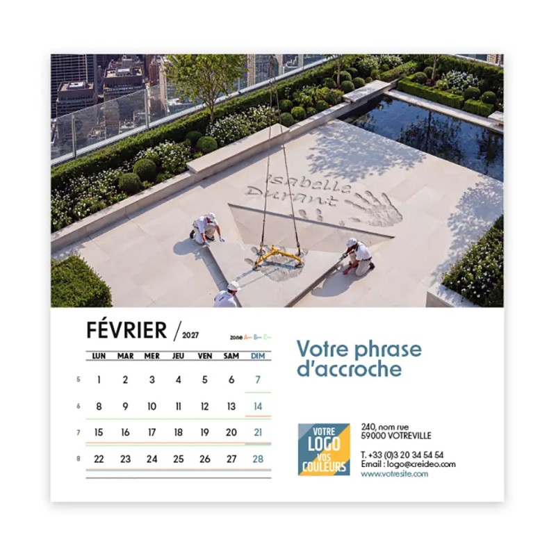 Calendrier chevalet carré (15x15 cm) personnalisé - nominatif Mirage