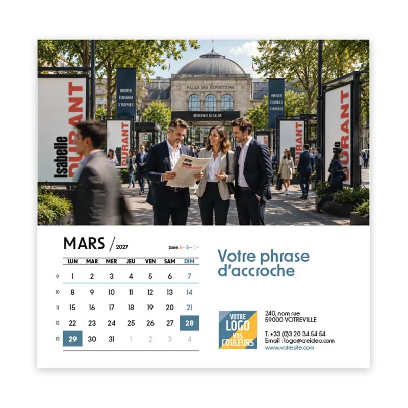 Calendrier chevalet carré (15x15 cm) personnalisé - nominatif Mirage