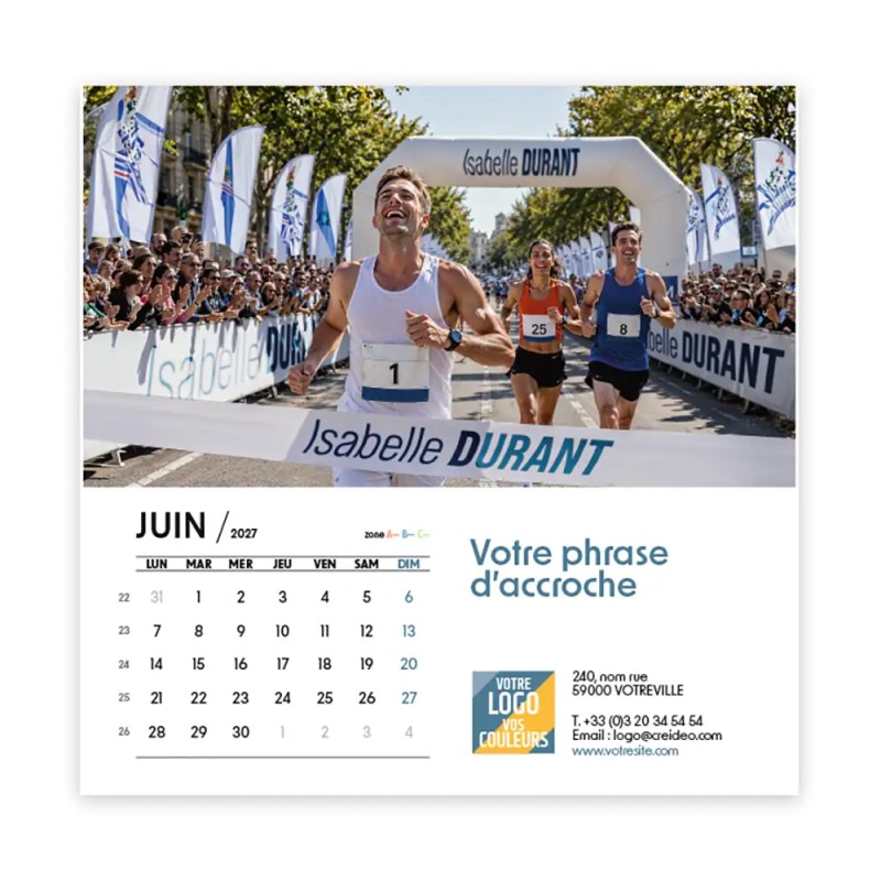 Calendrier chevalet carré (15x15 cm) personnalisé - nominatif Mirage