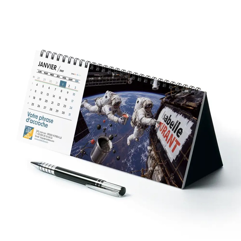 Calendrier chevalet horizontal (23x10 cm) personnalisé - nominatif Mirage