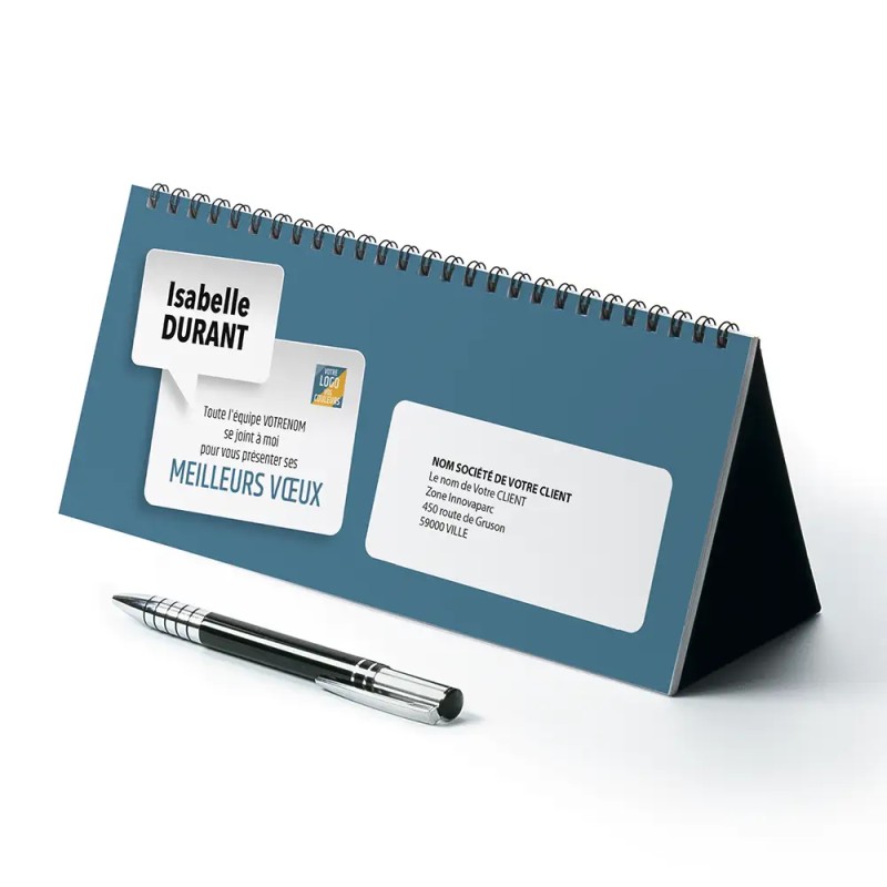 Calendrier chevalet horizontal (23x10 cm) personnalisé - nominatif Mirage