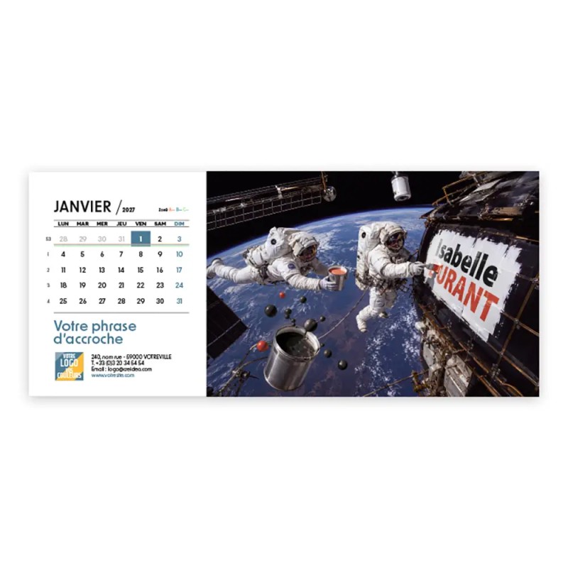 Calendrier chevalet horizontal (23x10 cm) personnalisé - nominatif Mirage