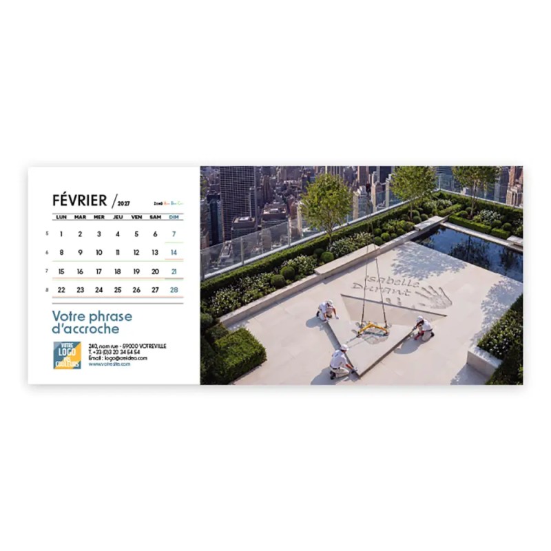 Calendrier chevalet horizontal (23x10 cm) personnalisé - nominatif Mirage