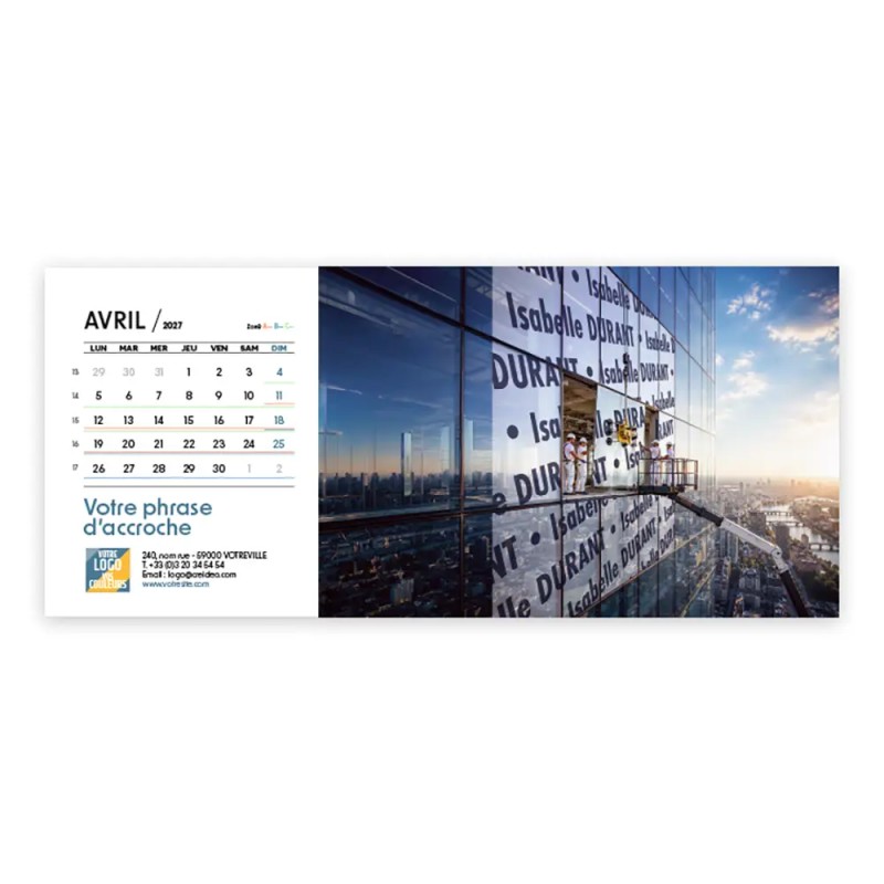 Calendrier chevalet horizontal (23x10 cm) personnalisé - nominatif Mirage