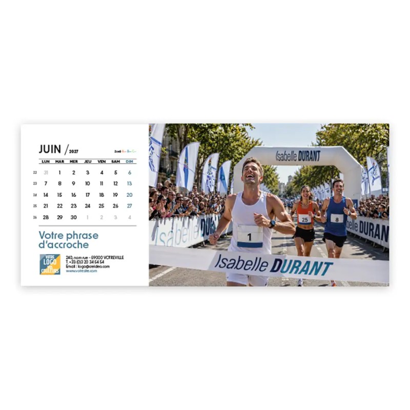 Calendrier chevalet horizontal (23x10 cm) personnalisé - nominatif Mirage