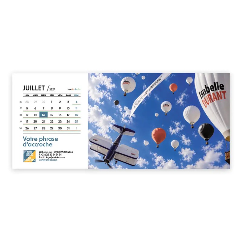 Calendrier chevalet horizontal (23x10 cm) personnalisé - nominatif Mirage