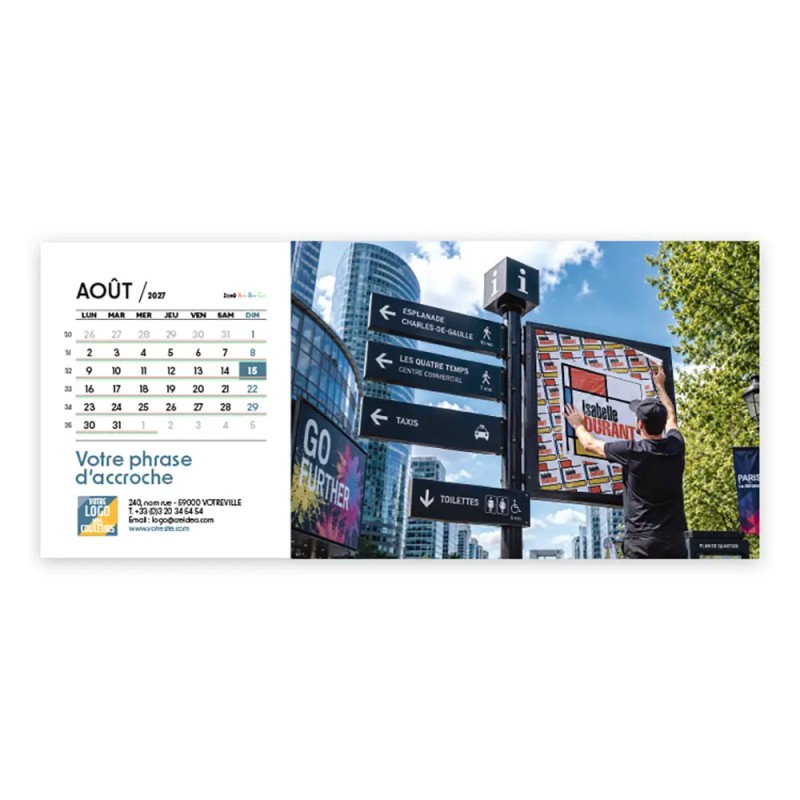Calendrier chevalet horizontal (23x10 cm) personnalisé - nominatif Mirage