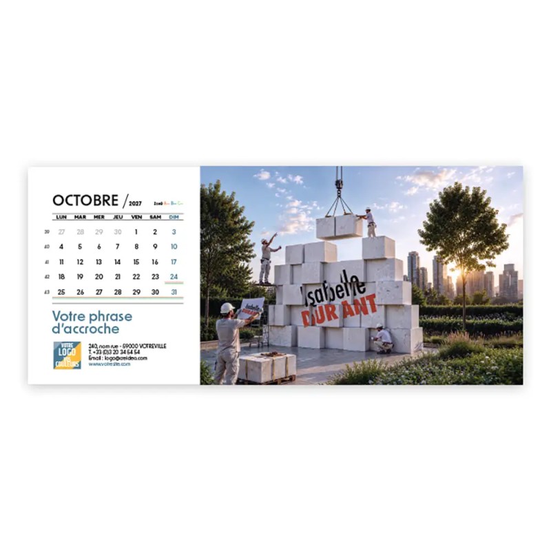 Calendrier chevalet horizontal (23x10 cm) personnalisé - nominatif Mirage