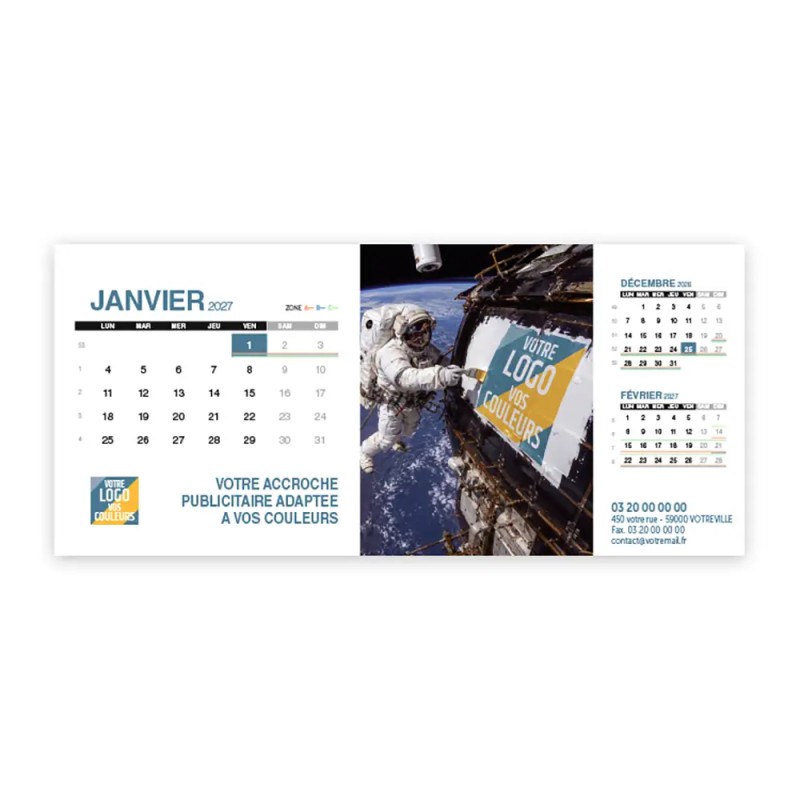 Calendrier chevalet support de téléphone Supra (22,8x10,3cm)  - Logo intégré Grandiose
