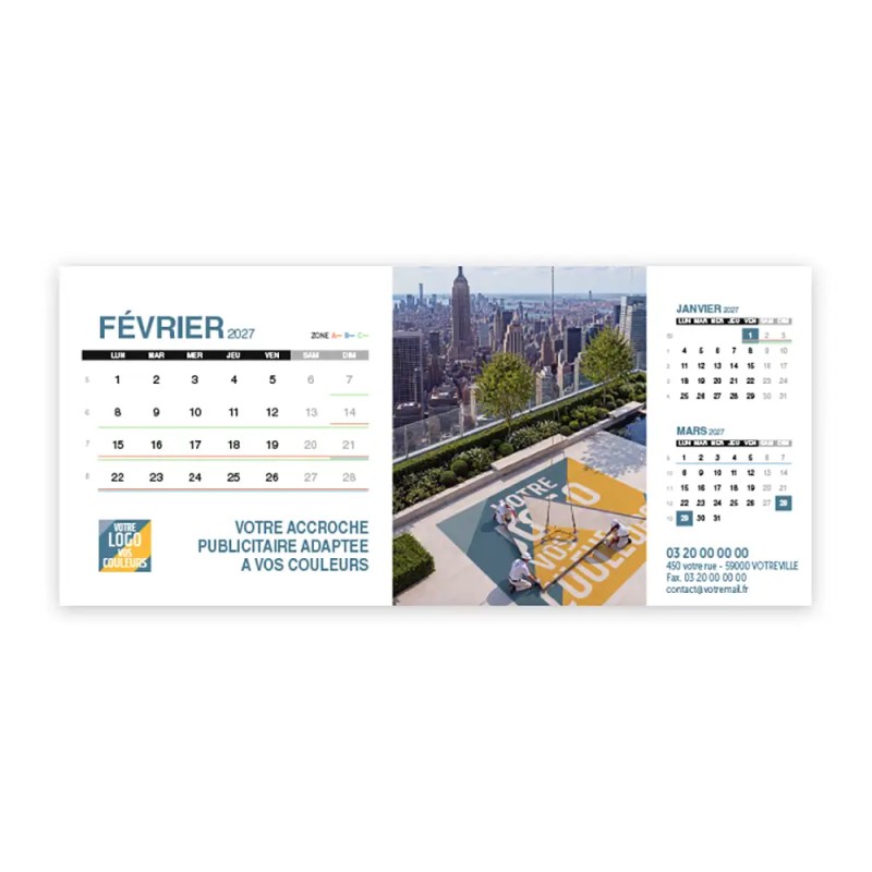Calendrier chevalet support de téléphone Supra (22,8x10,3cm)  - Logo intégré Grandiose