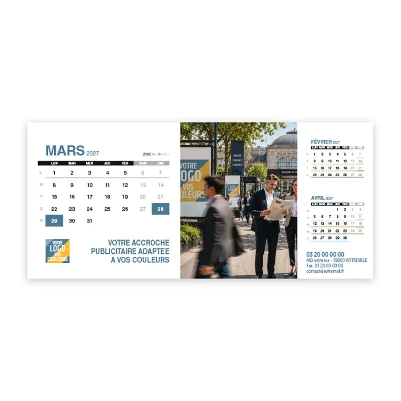 Calendrier chevalet support de téléphone Supra (22,8x10,3cm)  - Logo intégré Grandiose