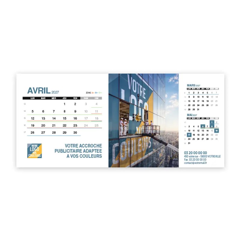 Calendrier chevalet support de téléphone Supra (22,8x10,3cm)  - Logo intégré Grandiose