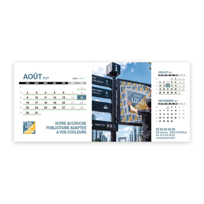 Calendrier chevalet support de téléphone Supra (22,8x10,3cm)  - Logo intégré Grandiose