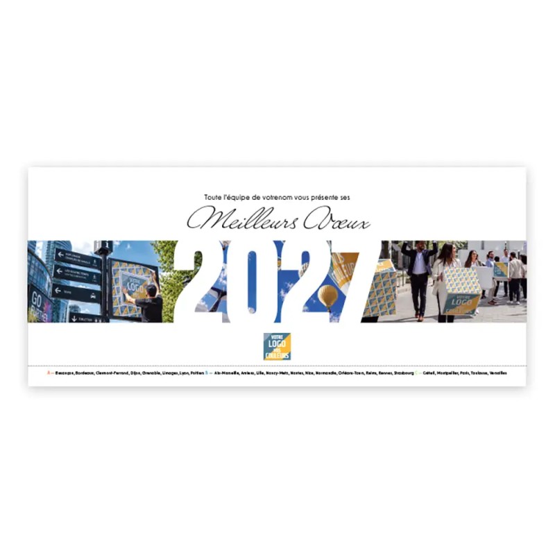 Calendrier chevalet horizontal (23x10 cm) personnalisé - Logo intégré Grandiose