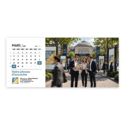 Calendrier chevalet horizontal (23x10 cm) personnalisé - Logo intégré Grandiose