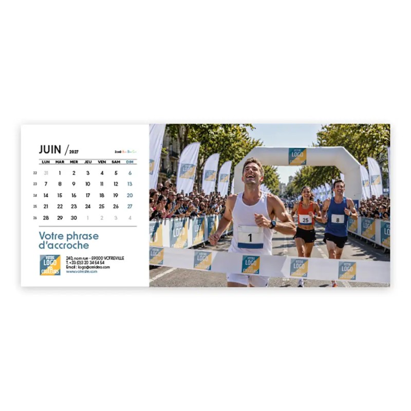 Calendrier chevalet horizontal (23x10 cm) personnalisé - Logo intégré Grandiose