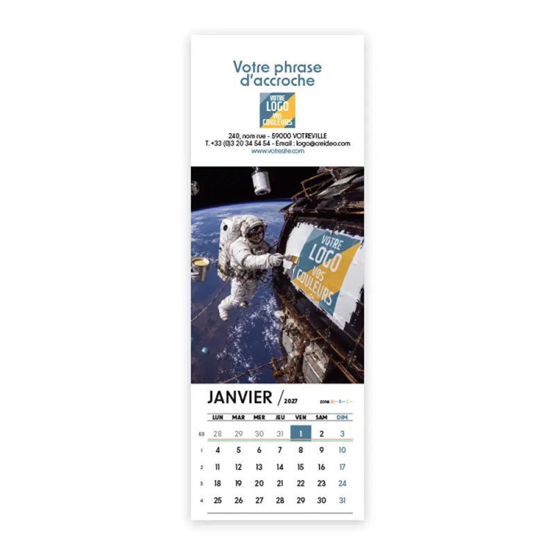 Calendrier chevalet vertical (21x7,5 cm) personnalisé - Logo intégré Grandiose