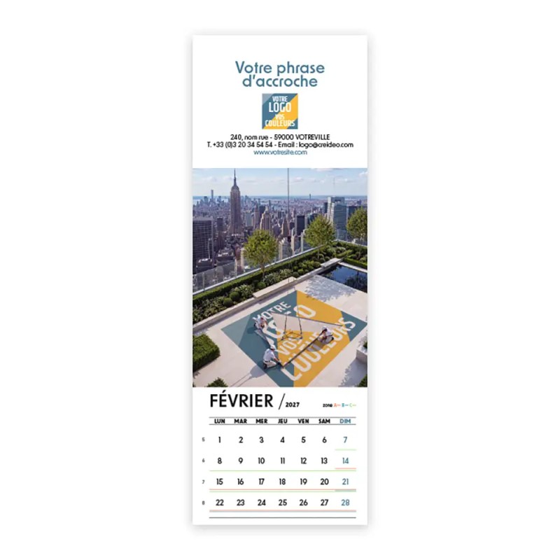 Calendrier chevalet vertical (21x7,5 cm) personnalisé - Logo intégré Grandiose