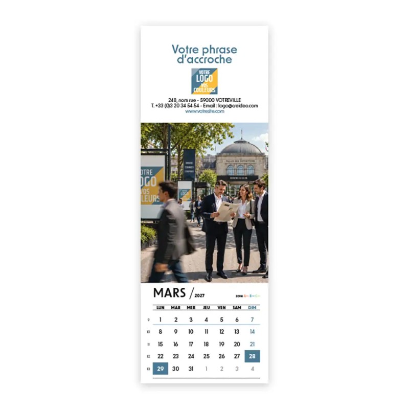 Calendrier chevalet vertical (21x7,5 cm) personnalisé - Logo intégré Grandiose