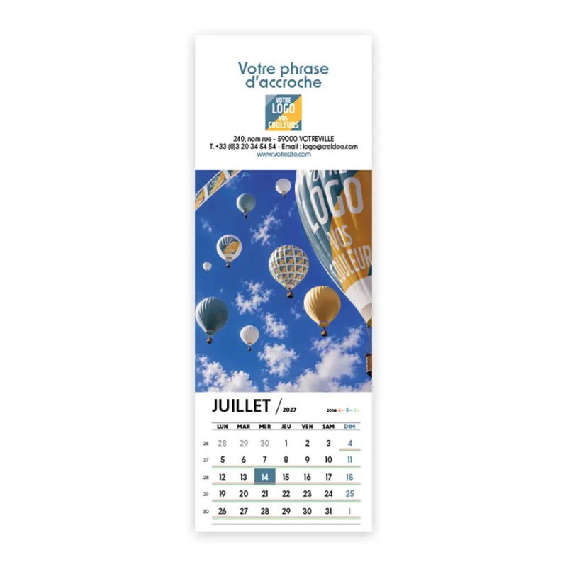 Calendrier chevalet vertical (21x7,5 cm) personnalisé - Logo intégré Grandiose