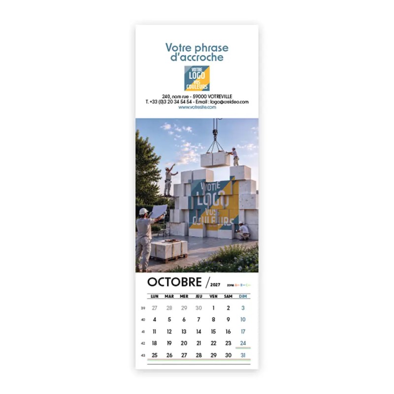 Calendrier chevalet vertical (21x7,5 cm) personnalisé - Logo intégré Grandiose