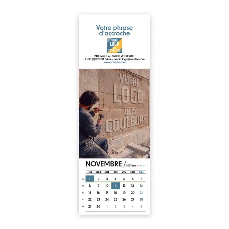 Calendrier chevalet vertical (21x7,5 cm) personnalisé - Logo intégré Grandiose