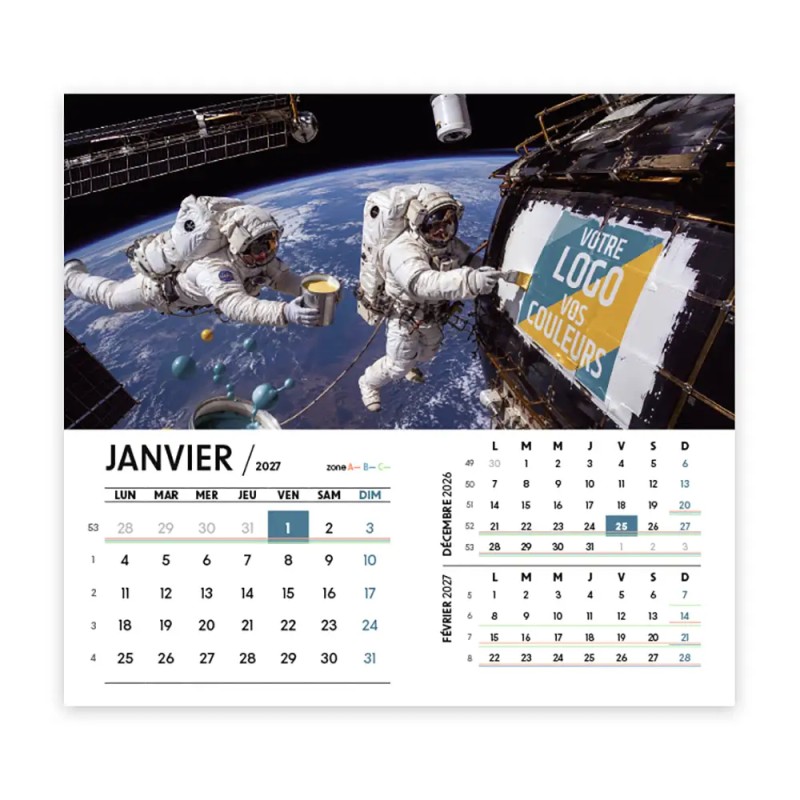Calendrier chevalet intégral (15x18 cm) personnalisé - Logo intégré Grandiose