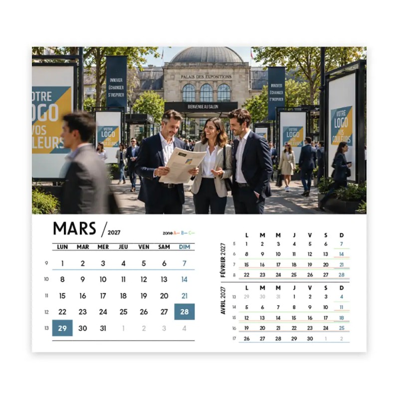 Calendrier chevalet intégral (15x18 cm) personnalisé - Logo intégré Grandiose