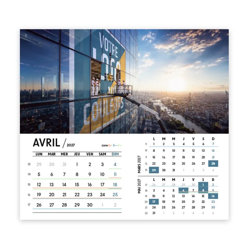 Calendrier chevalet intégral (15x18 cm) personnalisé - Logo intégré Grandiose