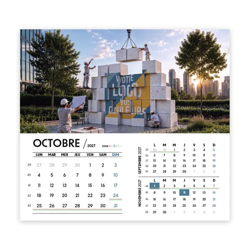 Calendrier chevalet intégral (15x18 cm) personnalisé - Logo intégré Grandiose