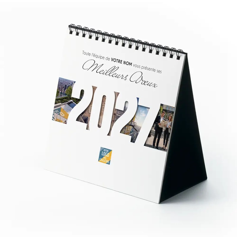 Calendrier chevalet carré (15x15 cm) personnalisé - Logo intégré Grandiose
