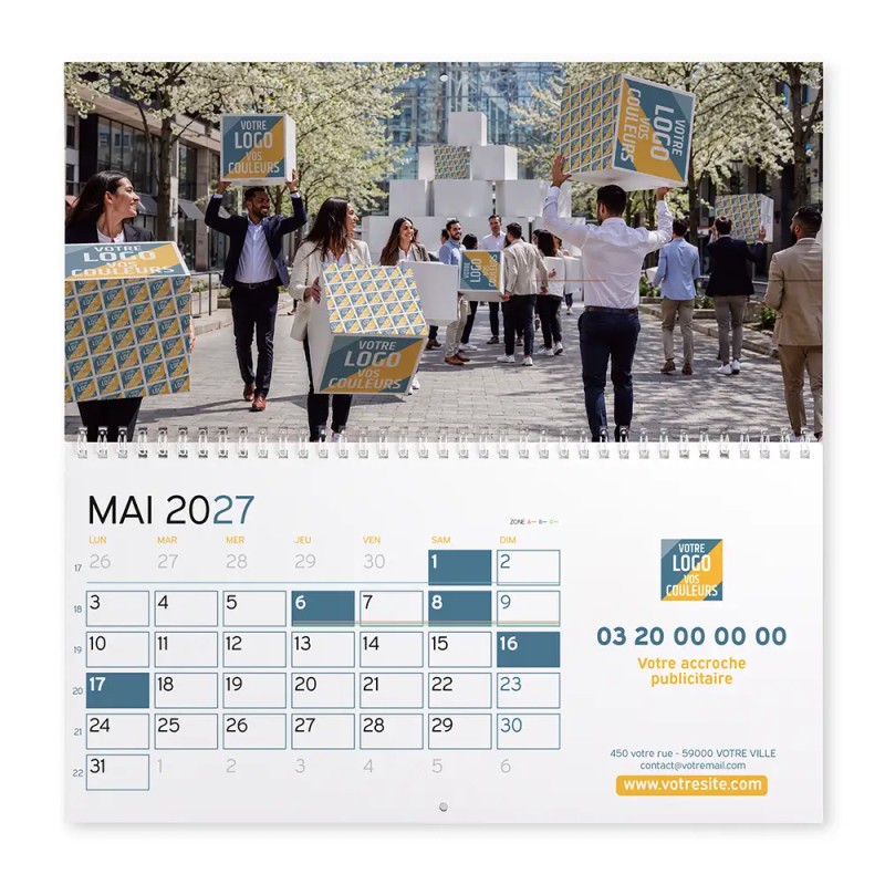 Calendrier mural (33x32 cm) personnalisé - Logo intégré Grandiose