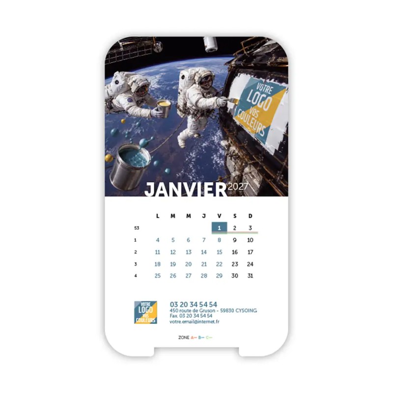 Calendrier support téléphone personnalisé - Visiocal Logo intégré Grandiose