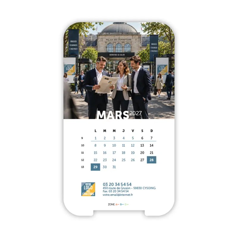 Calendrier support téléphone personnalisé - Visiocal Logo intégré Grandiose